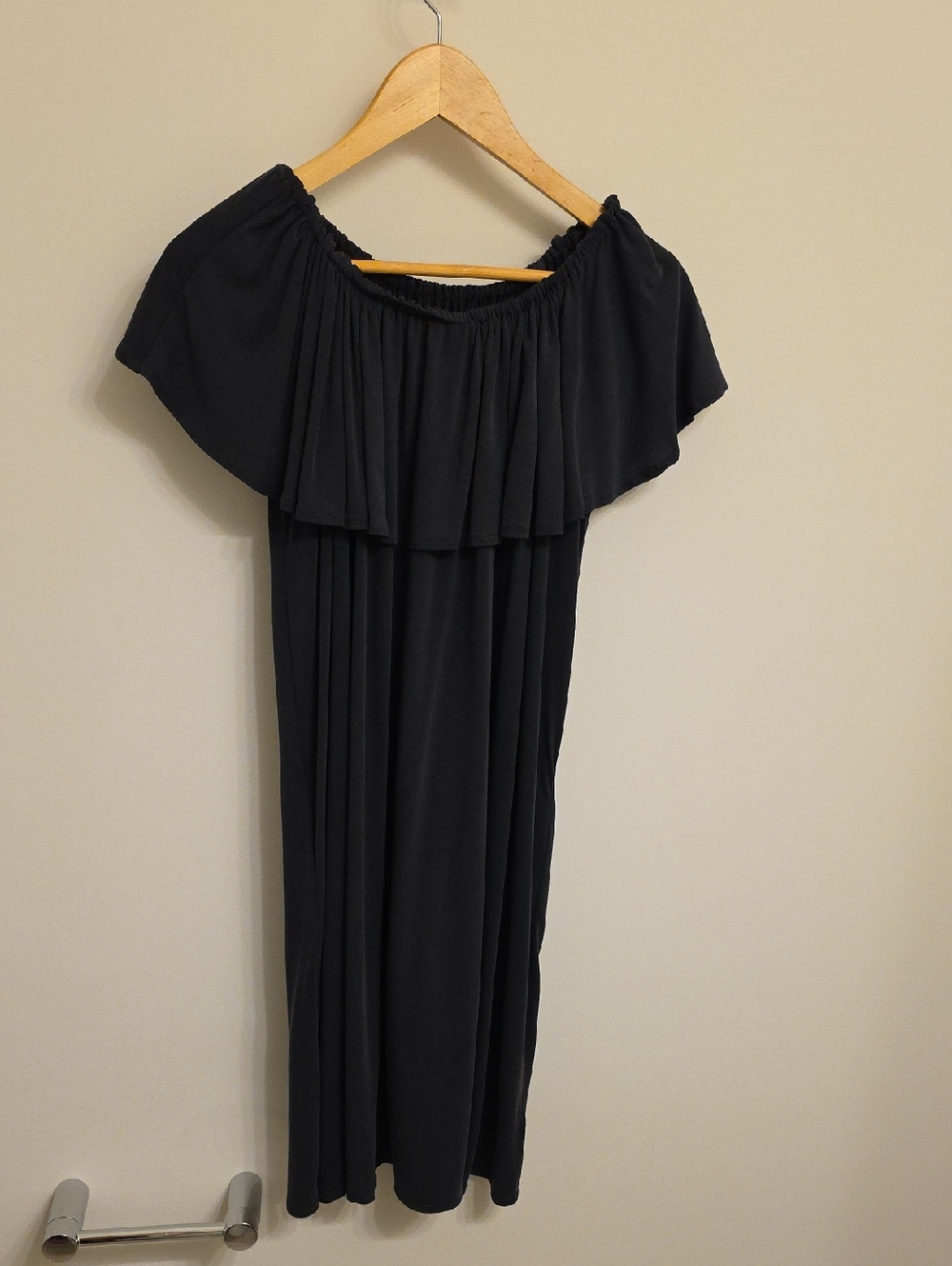 NIC+ZOE Black One-Shoulder Ruffle Maxi Dress